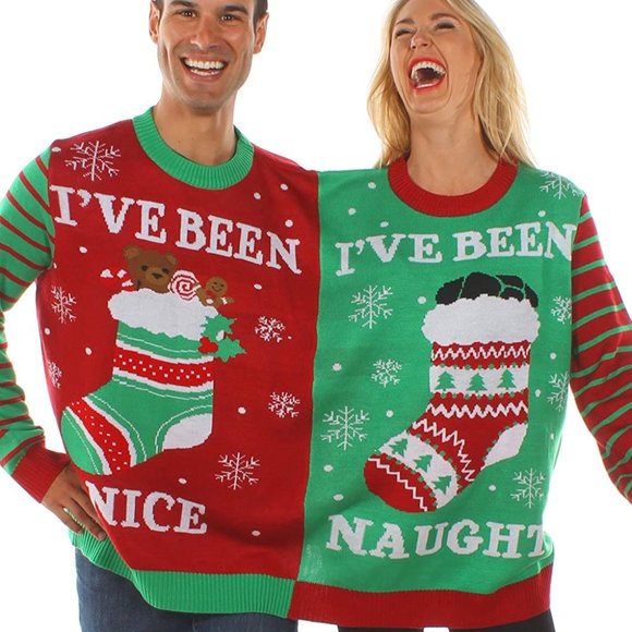 Tipsy Elves Sweaters - NWT Tipsy Elves Siamese Twin Two-Person Ugly Christmas Sweater Naughty & Nice L